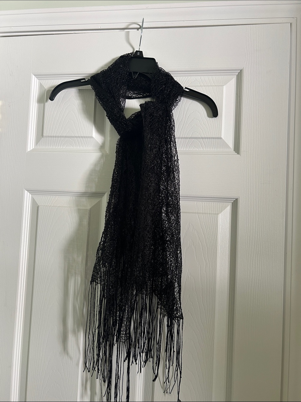 Black Fringe Accent Scarf - Lightweight Decorative Throw